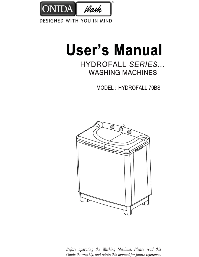 Page 1 de la notice Manuel utilisateur Onida Hydrofall 70BS