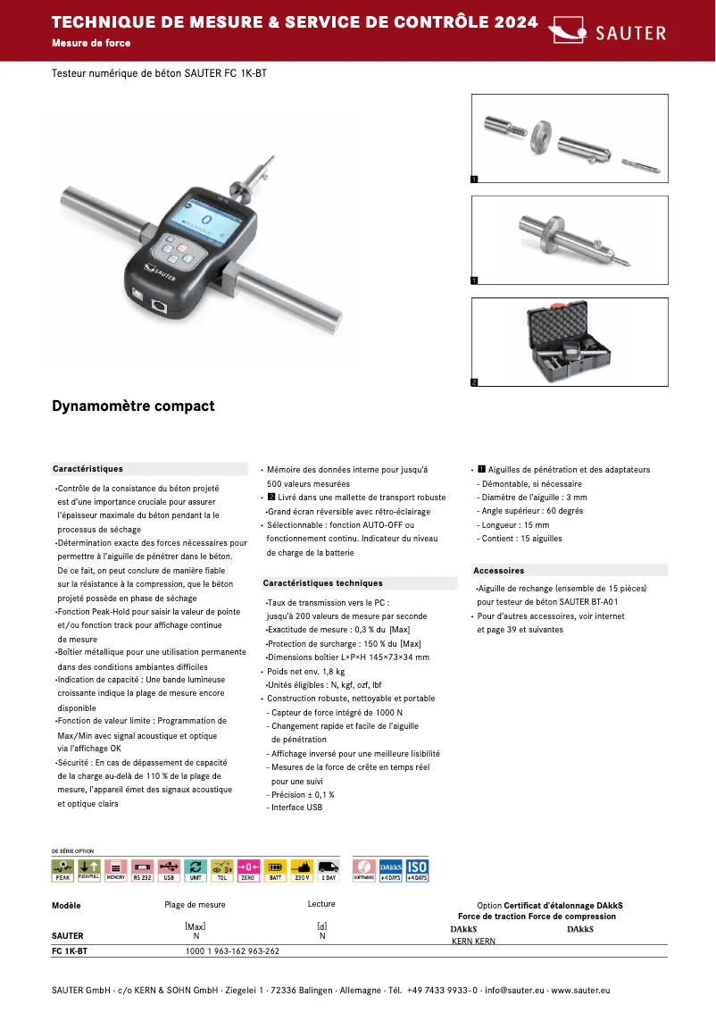 Page 1 de la notice Brochure Kern FC 1K-BT