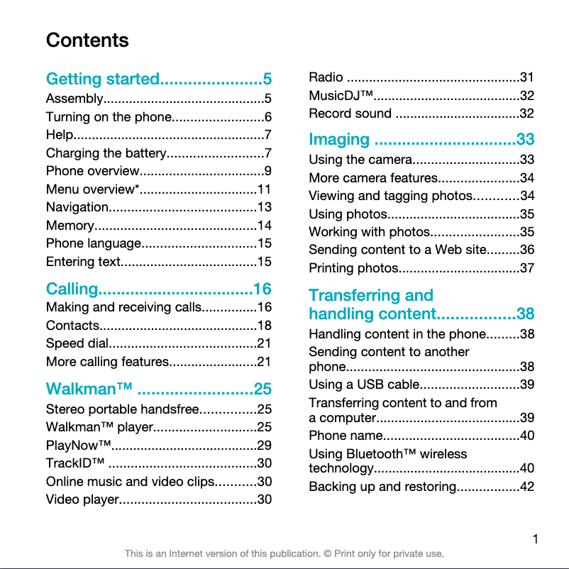 Página 1 del manual Manual de usuario Sony W508