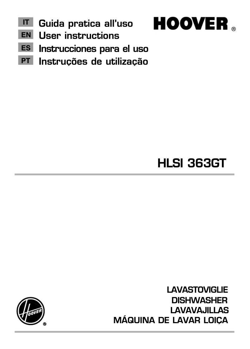 Page 1 de la notice Manuel utilisateur Hoover HLSI 363GT/3-S