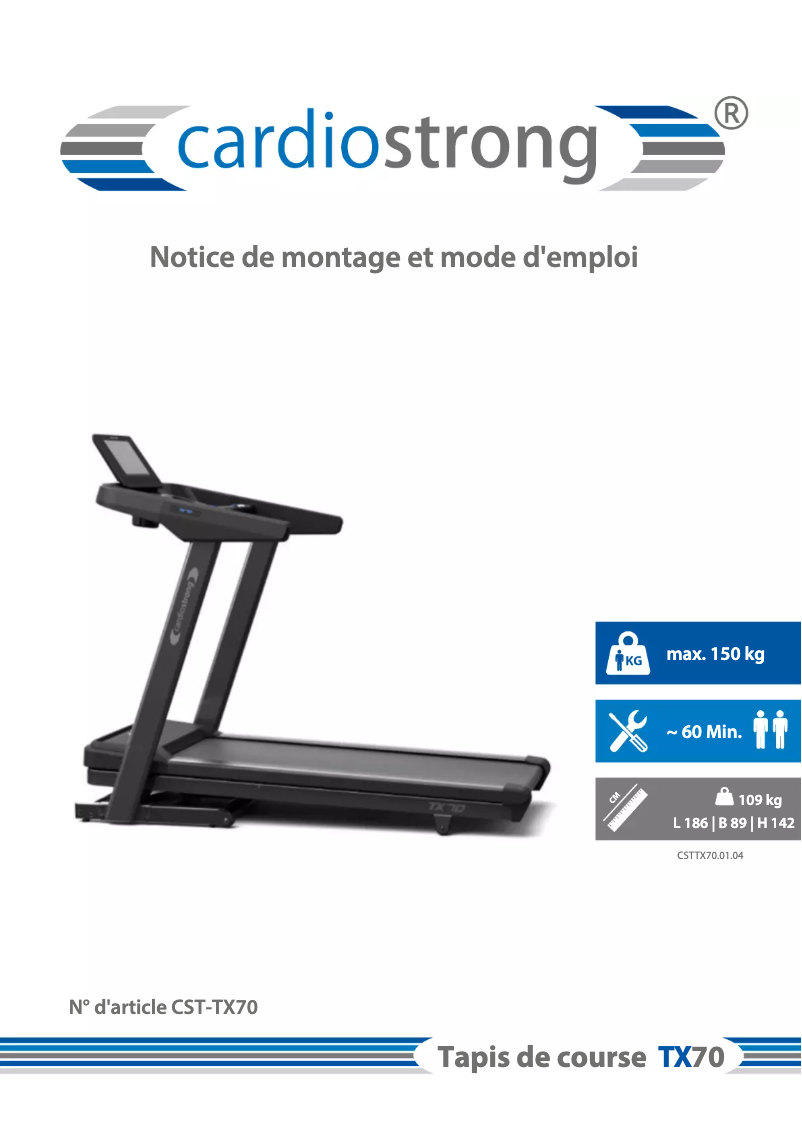 Page 1 de la notice Manuel utilisateur Cardiostrong TX70