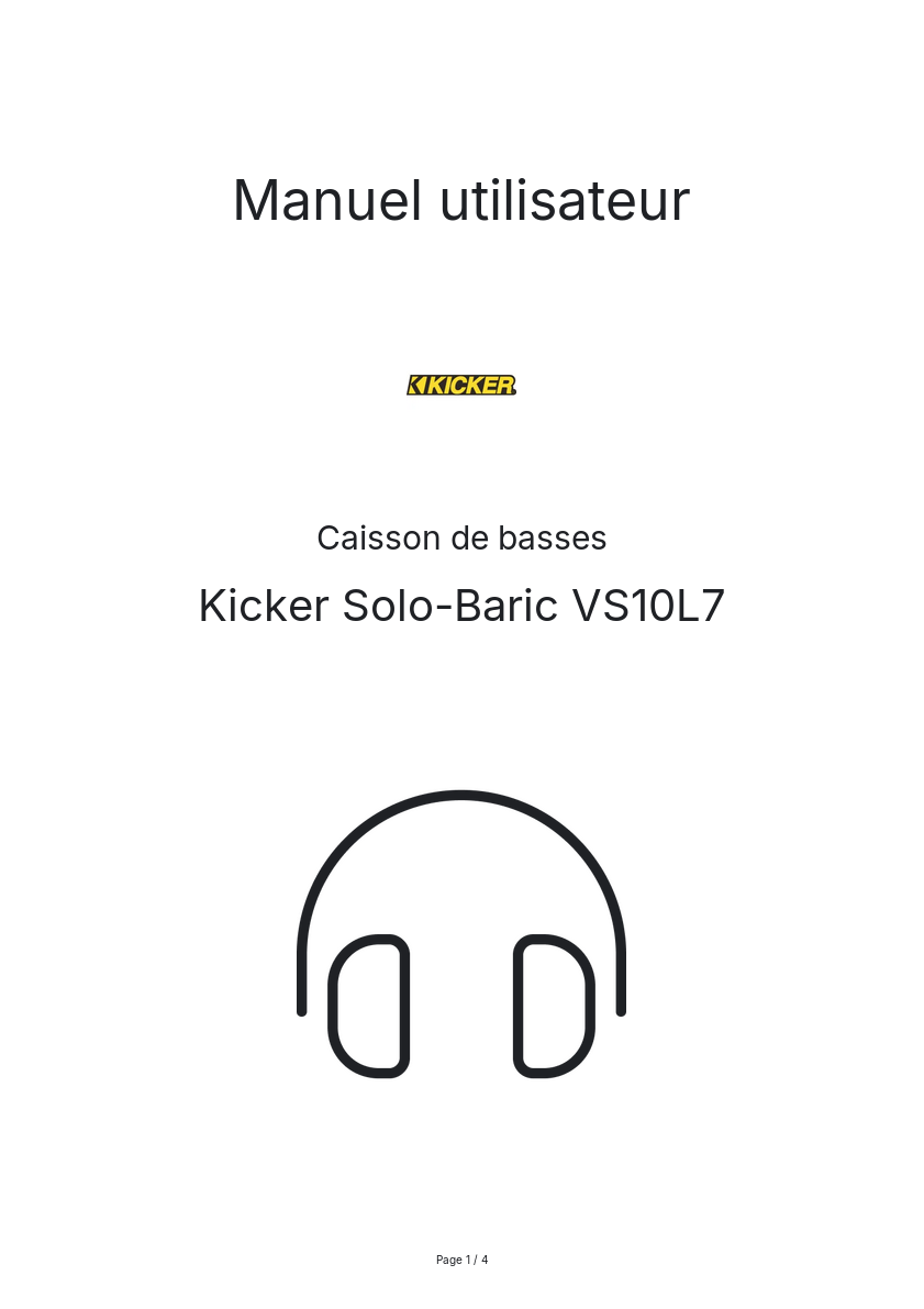 Page n°1 - Manuel utilisateur Kicker Solo-Baric VS10L7
