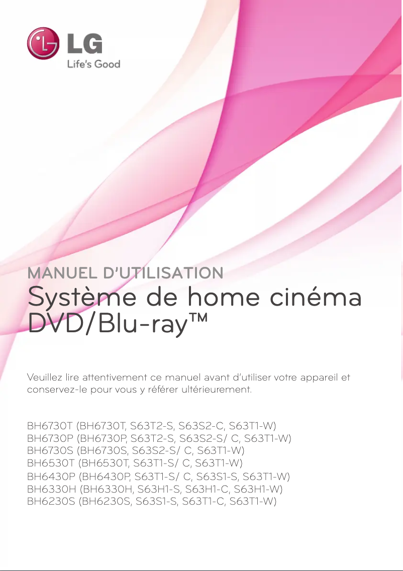 Page 1 de la notice Manuel utilisateur LG BH6230S