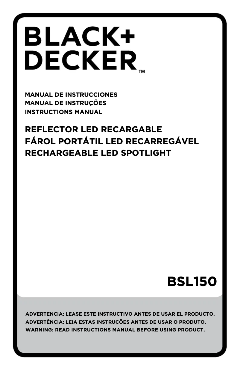 Page 1 de la notice Manuel utilisateur Black & Decker BSL150