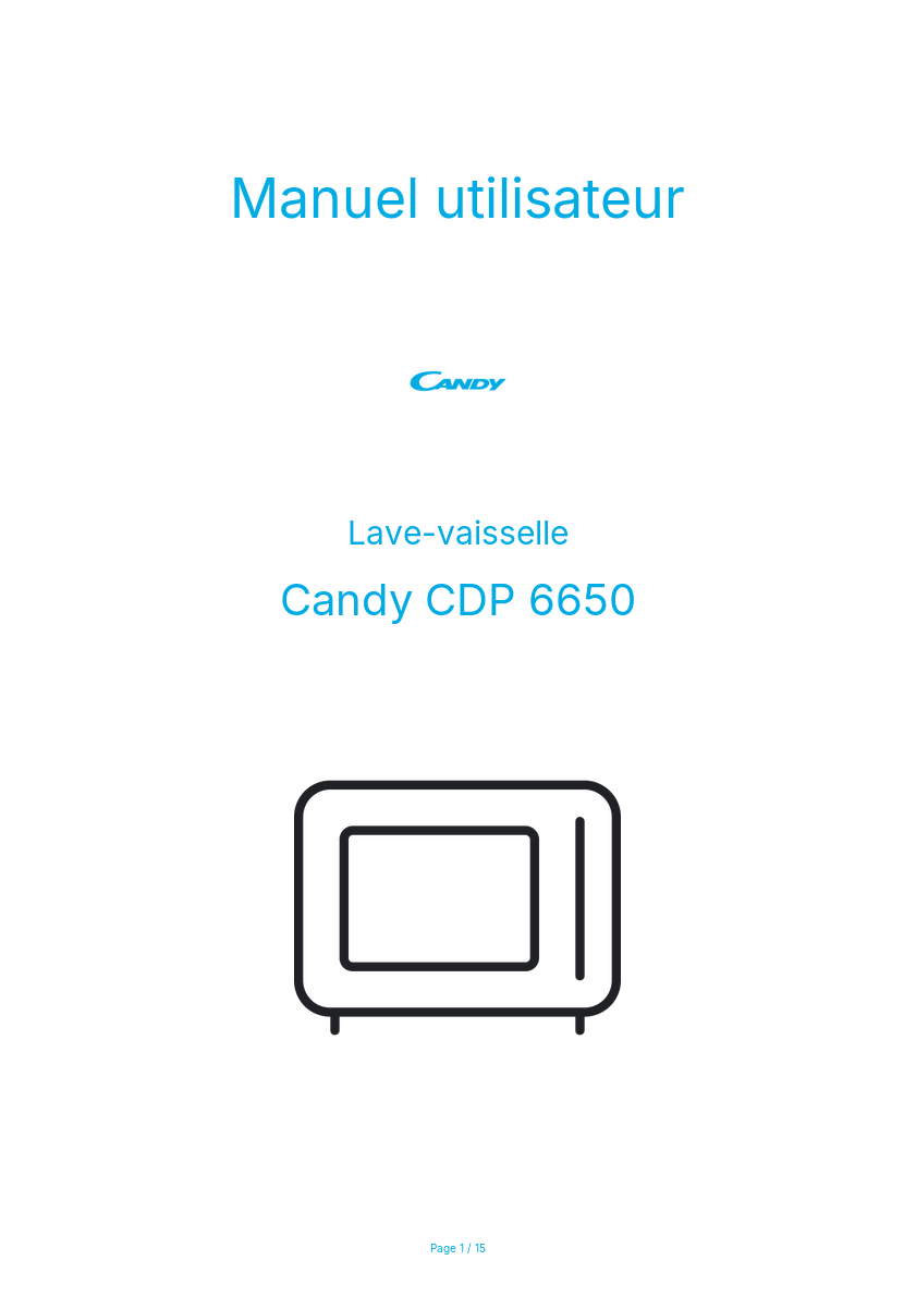 Page n°1 - Manuel utilisateur Candy CDP 6650