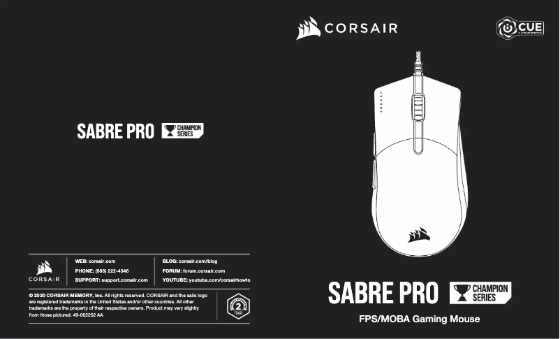 Image de la première page du manuel de l'appareil Sabre RGB Pro Champion Series