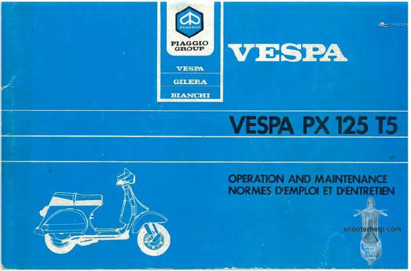 Page 1 de la notice Manuel utilisateur Vespa PX 125 T5