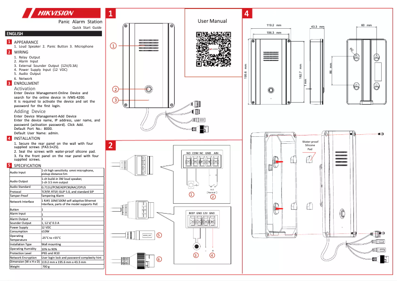Page n°1 - Guide de démarrage rapide Hikvision DS-PEA101-V1-S