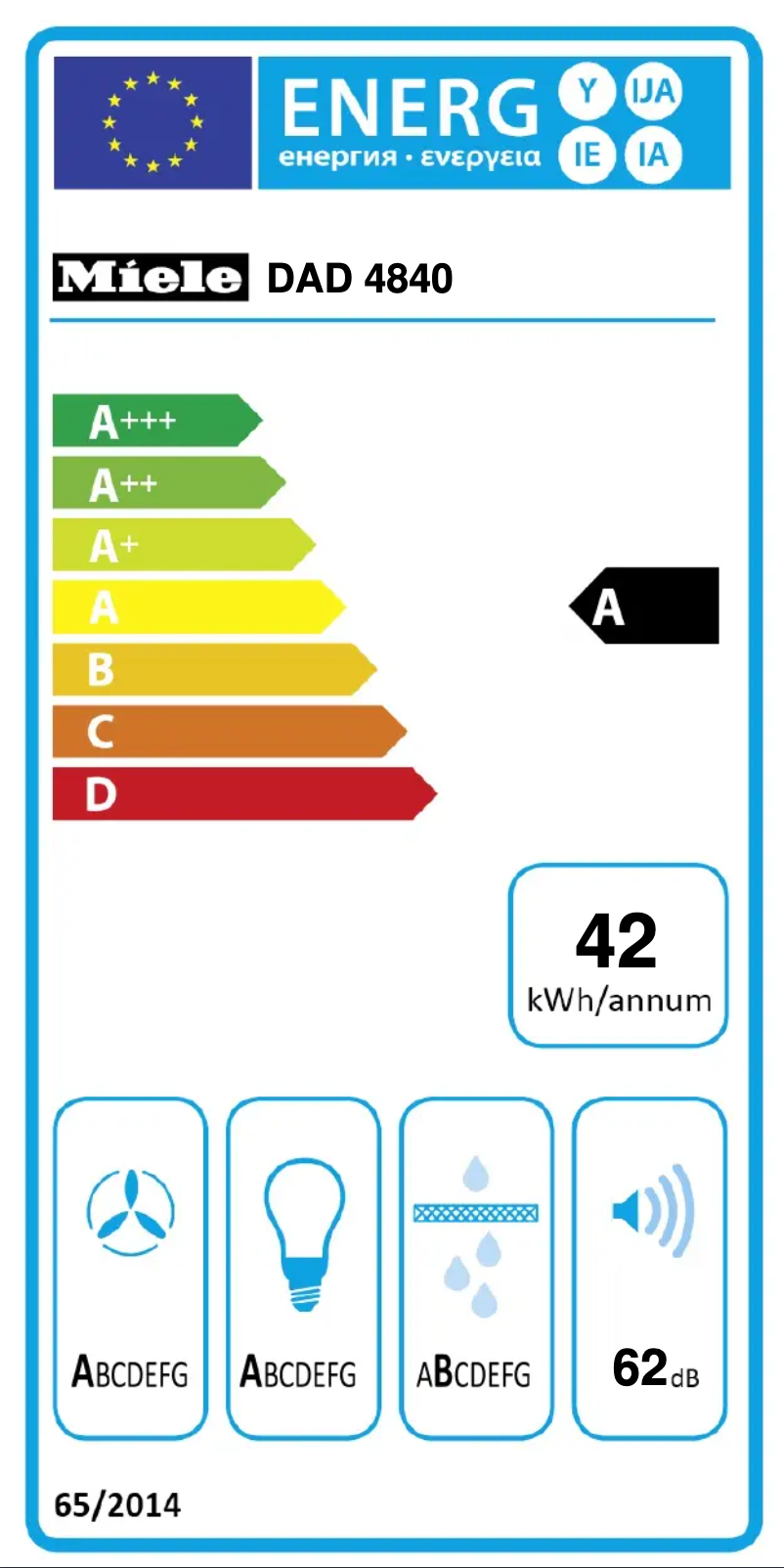 Page n°1 - Label énergétique Miele DAD 4840