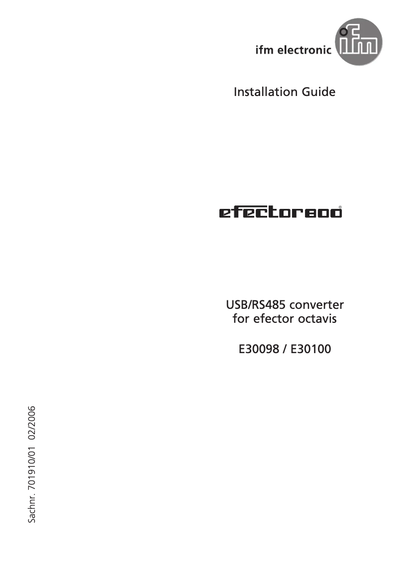 Page 1 de la notice Manuel utilisateur IFM E30098