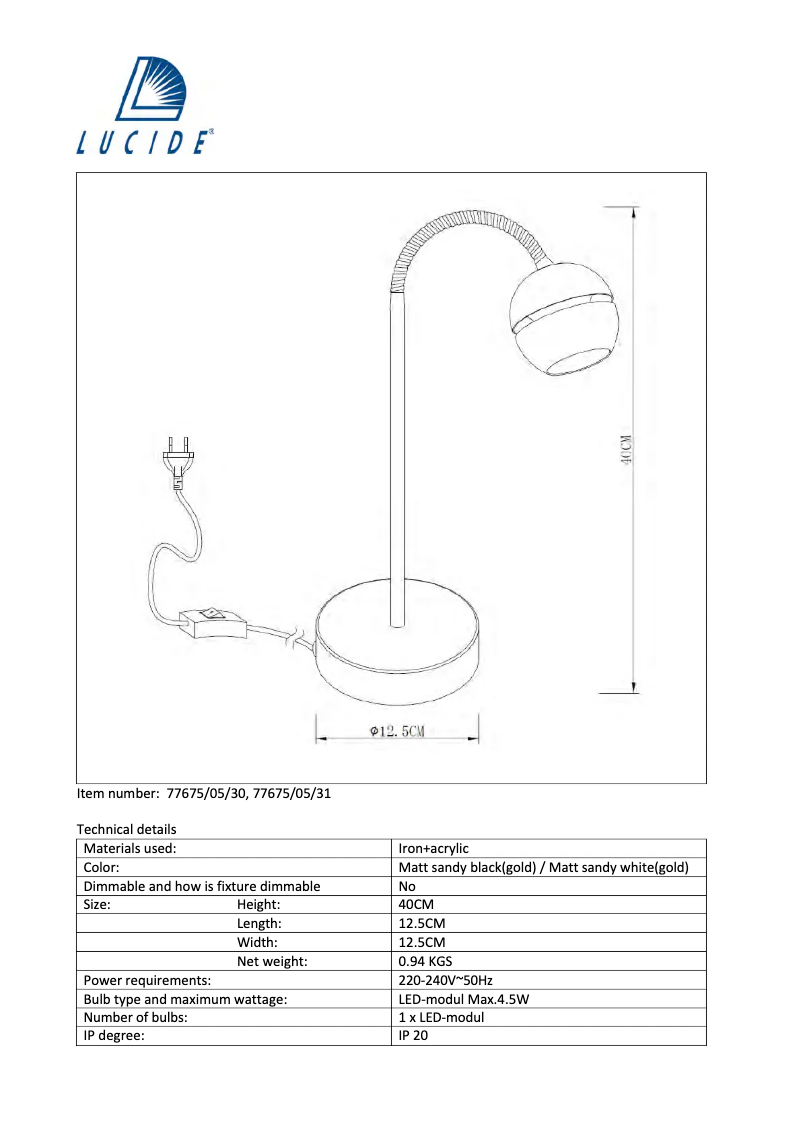 Page n°1 - Manuel utilisateur Lucide Binari 77675/05/31
