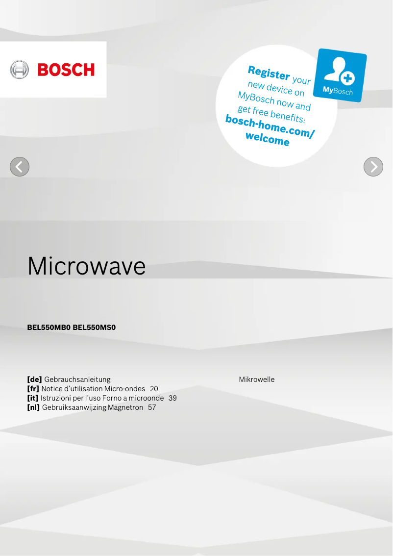 Page n°1 - Manuel utilisateur Bosch BEL550MS0