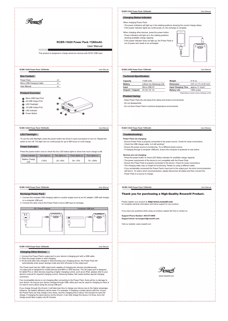Page 1 de la notice Manuel utilisateur Rosewill RCBR-13020