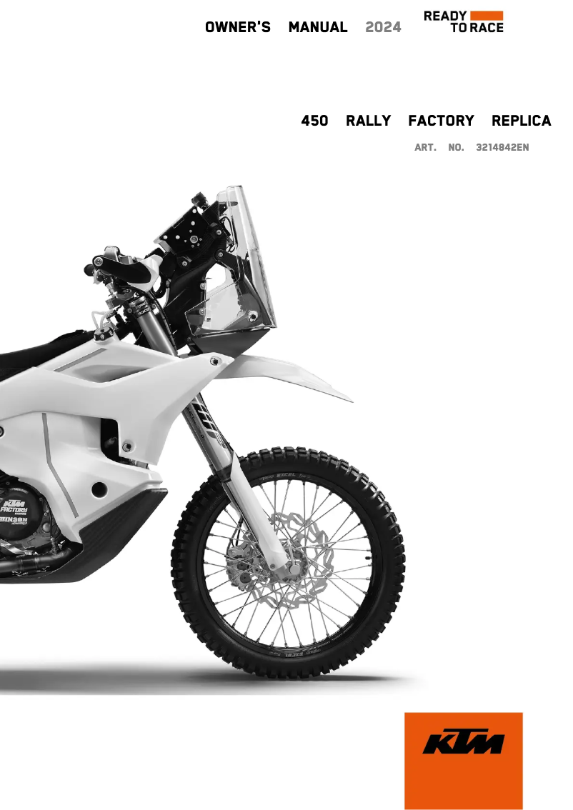 Page 1 de la notice Manuel utilisateur KTM 450 Rally Replica (2024)
