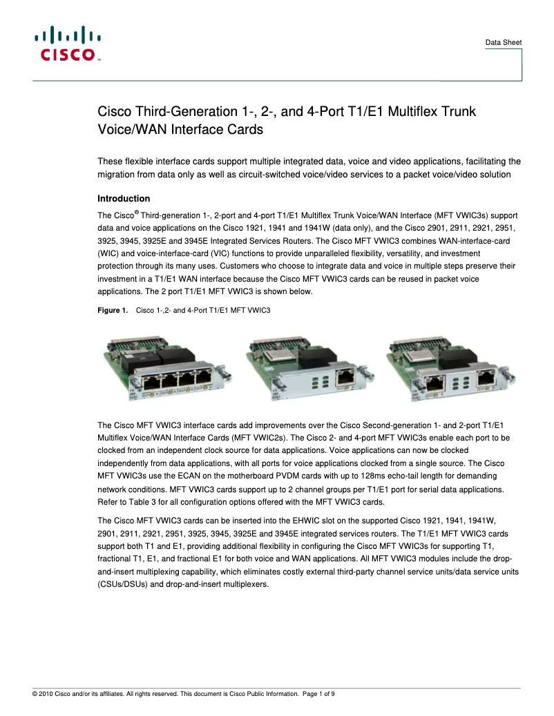 Image de la première page du manuel de l'appareil VWIC3-4MFT-T1/E1