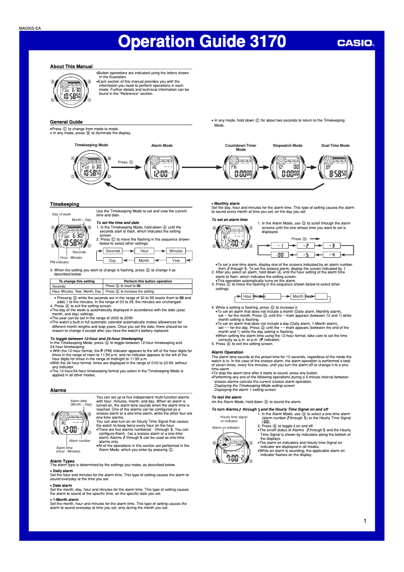 Page 1 de la notice Manuel utilisateur Casio W-213-2AVES