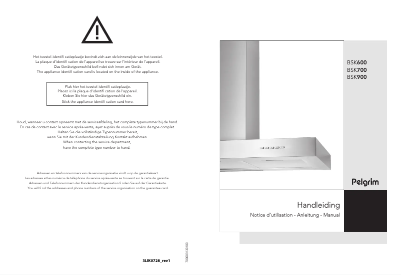 Page 1 de la notice Manuel utilisateur Pelgrim BSK900MAT