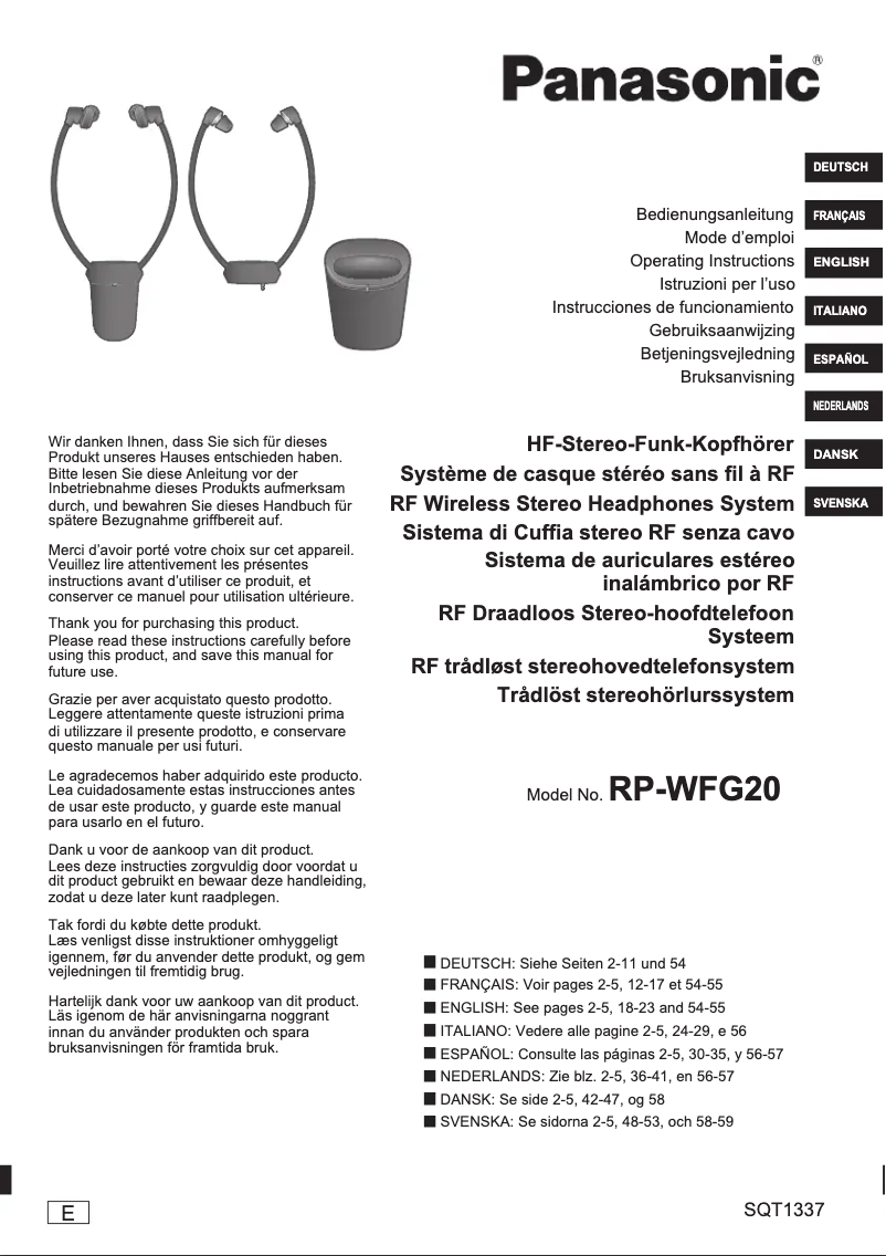 Page 1 of the manual User Manual Panasonic RP-WFG20