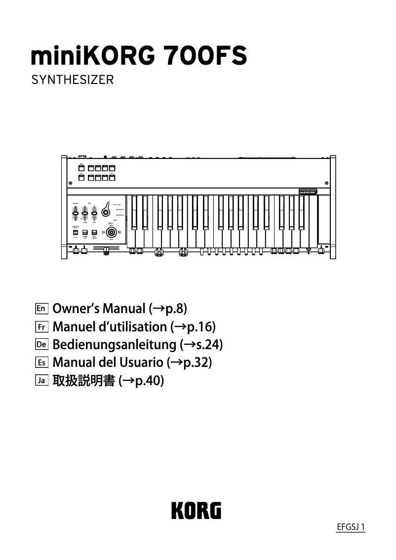 Page 1 de la notice Manuel utilisateur Korg miniKORG 700FS