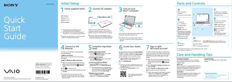 Image de la première page du manuel de l'appareil Vaio Fit 15 SVF1532ACXW