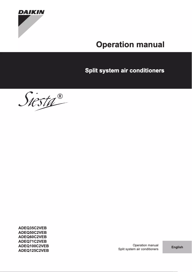 Page 1 de la notice Manuel utilisateur Daikin ADEQ125C2VEB