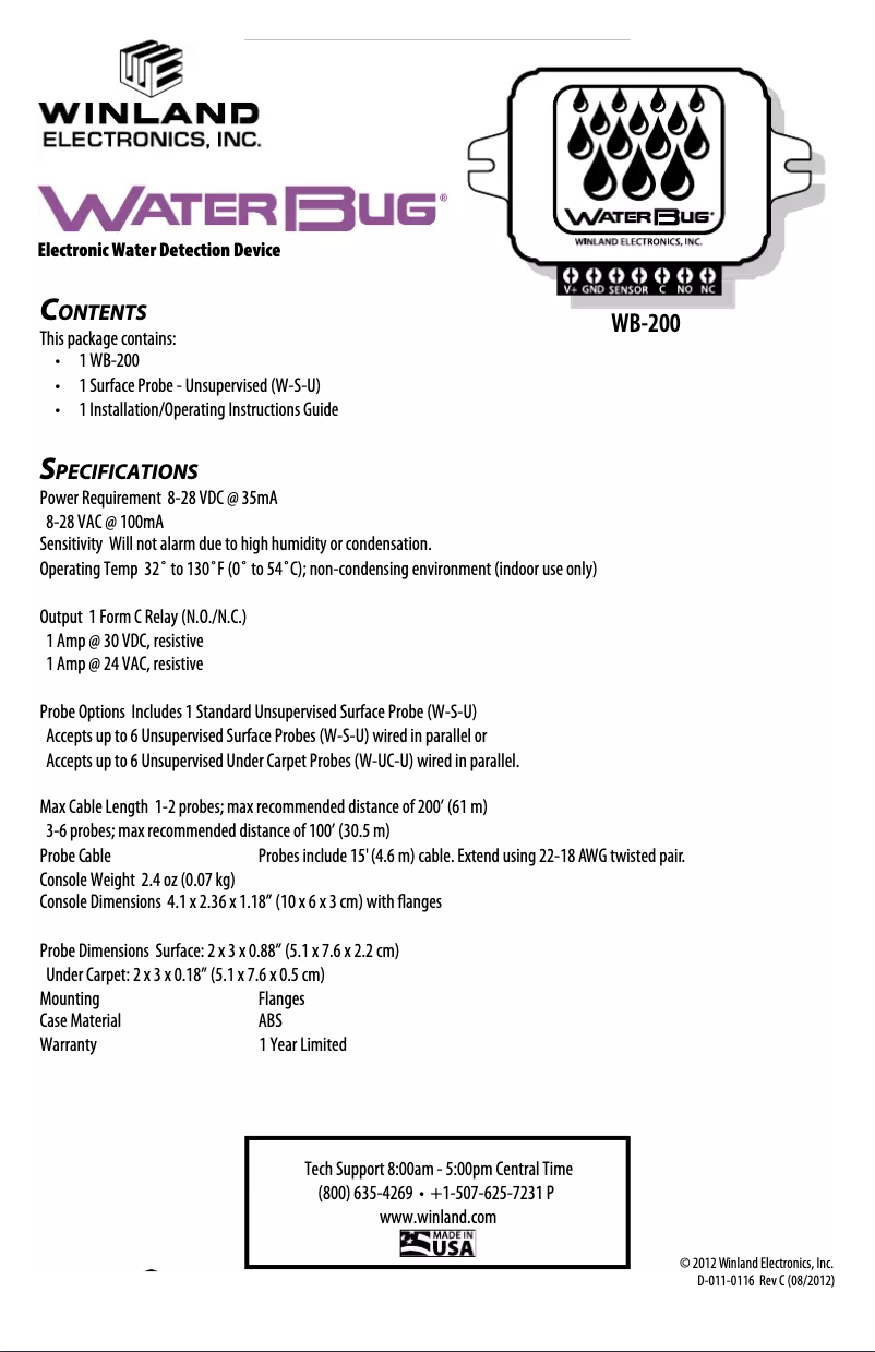 Page 1 de la notice Manuel utilisateur Winland WB-200