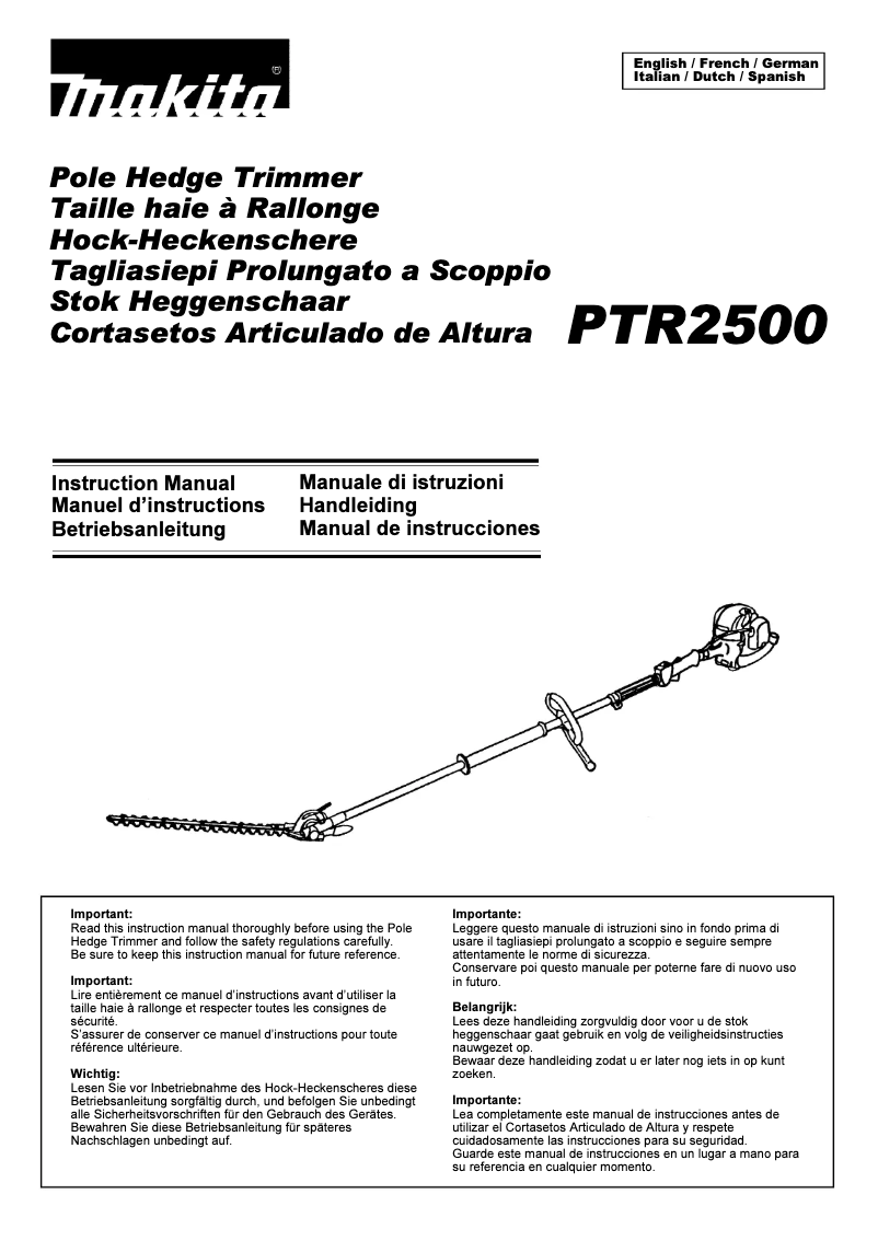 Page n°1 - Manuel utilisateur Makita PTR2500