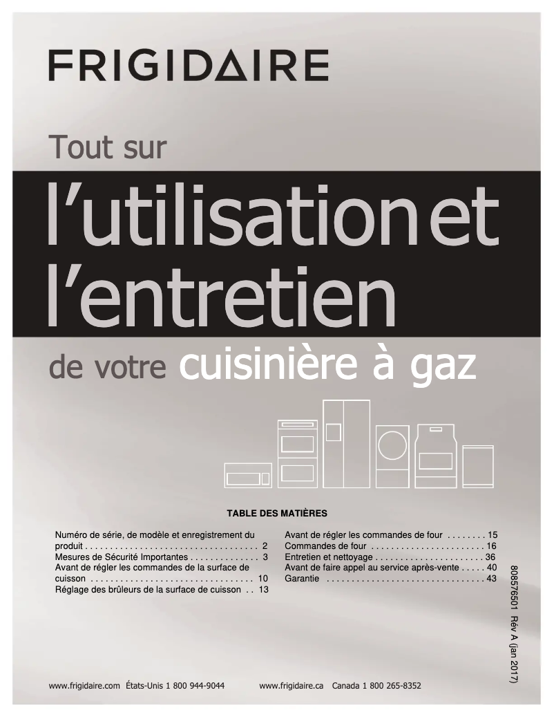 Page n°1 - Manuel utilisateur Frigidaire FGGF3685TS