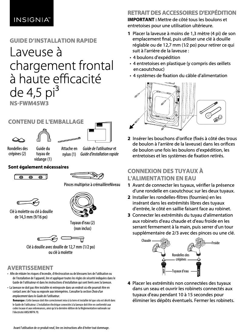 Image de la première page du manuel de l'appareil NS-FWM45W3