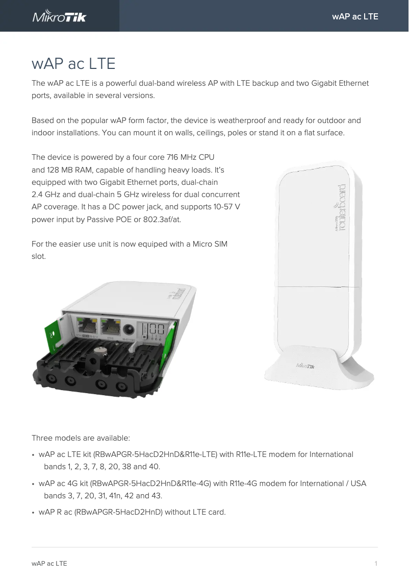 Image de la première page du manuel de l'appareil wAP R ac