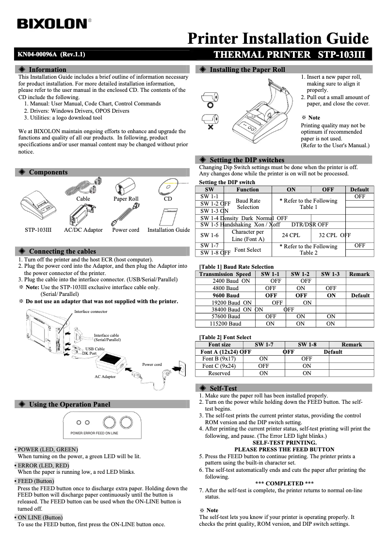 Imagen de la primera página del manual del dispositivo STP-103III