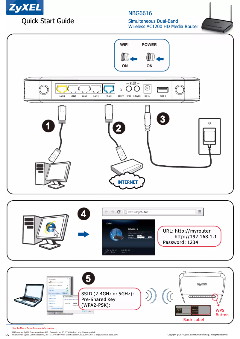 Page 1 de la notice Manuel utilisateur ZyXEL NBG6616