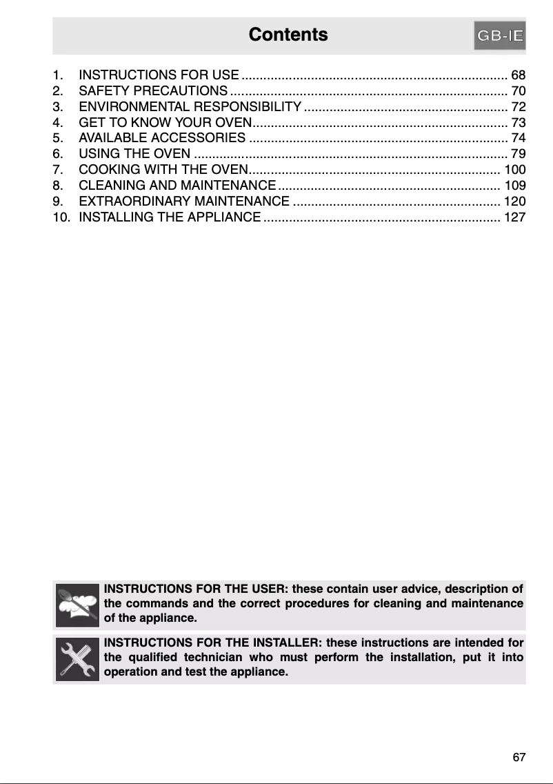 Page 1 de la notice Manuel utilisateur Smeg SCP112SG8
