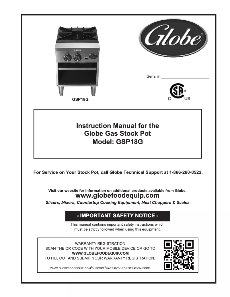 Page 1 de la notice Manuel utilisateur Globe GSP18G