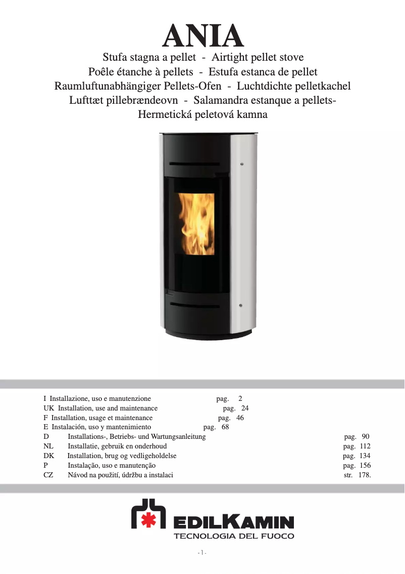 Page 1 de la notice Manuel utilisateur Edilkamin ANIA