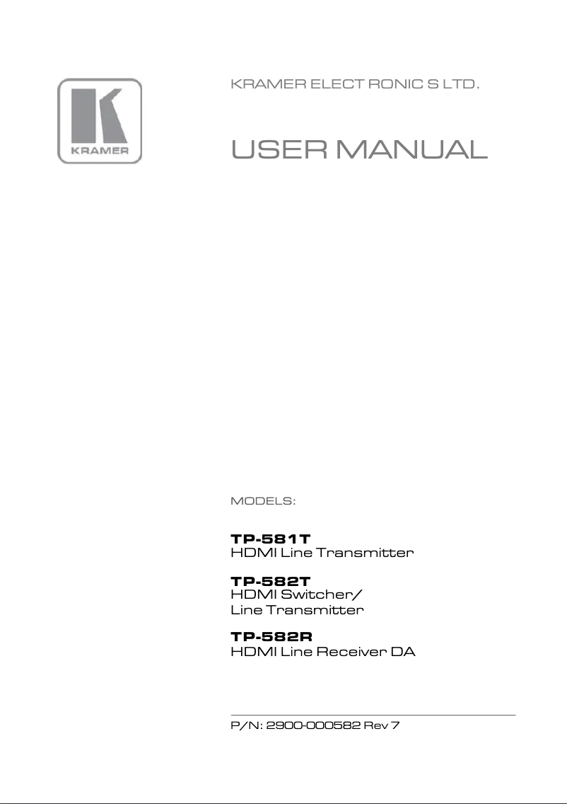 Page 1 de la notice Manuel utilisateur Kramer TP-582R
