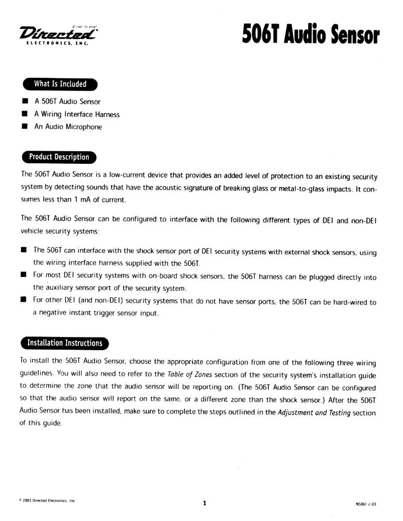 Page 1 de la notice Manuel utilisateur Viper XpressKit 506T