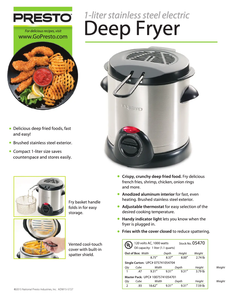 Page 1 de la notice Fiche technique Presto 05470