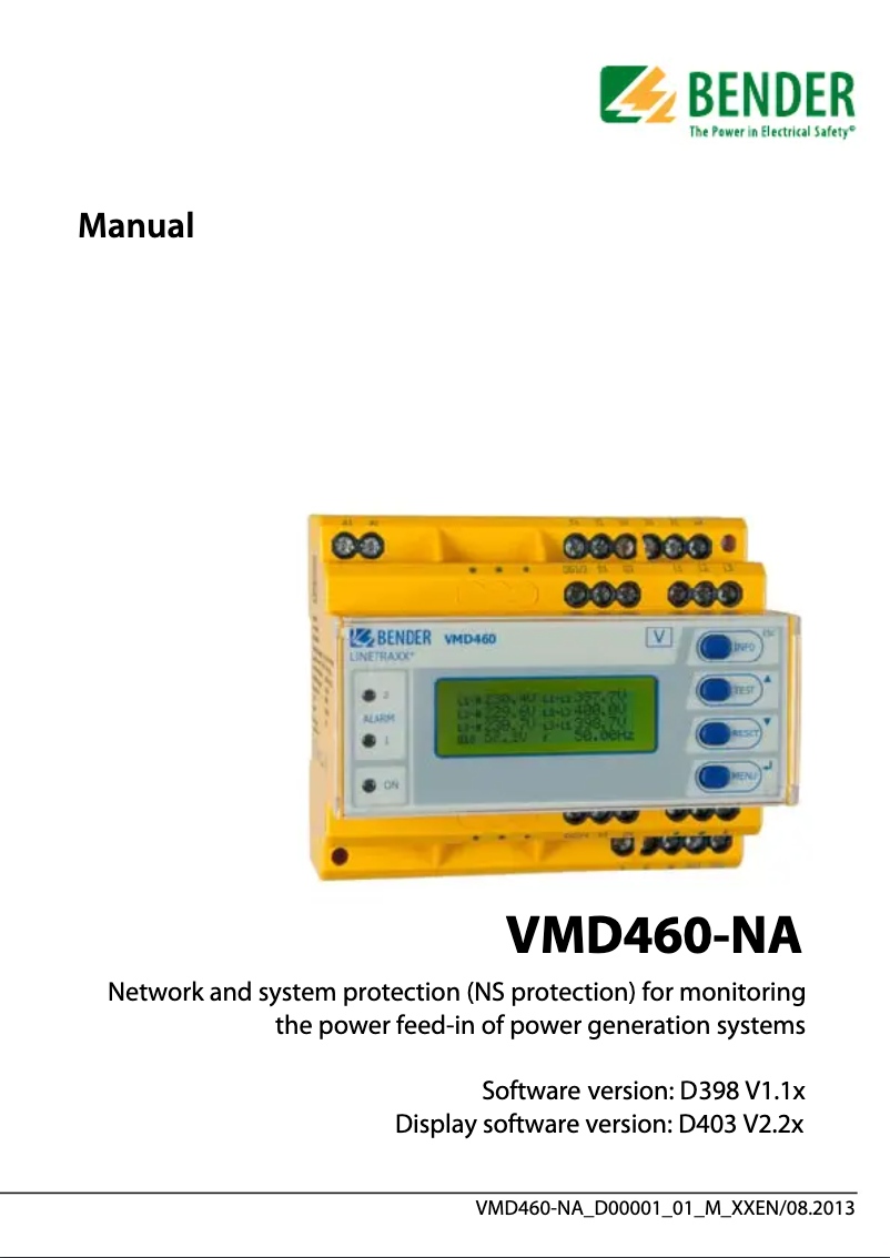 Image de la première page du manuel de l'appareil VMD460-NA