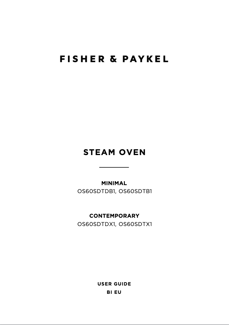 Page 1 de la notice Manuel utilisateur Fisher & Paykel OS60SDTX1