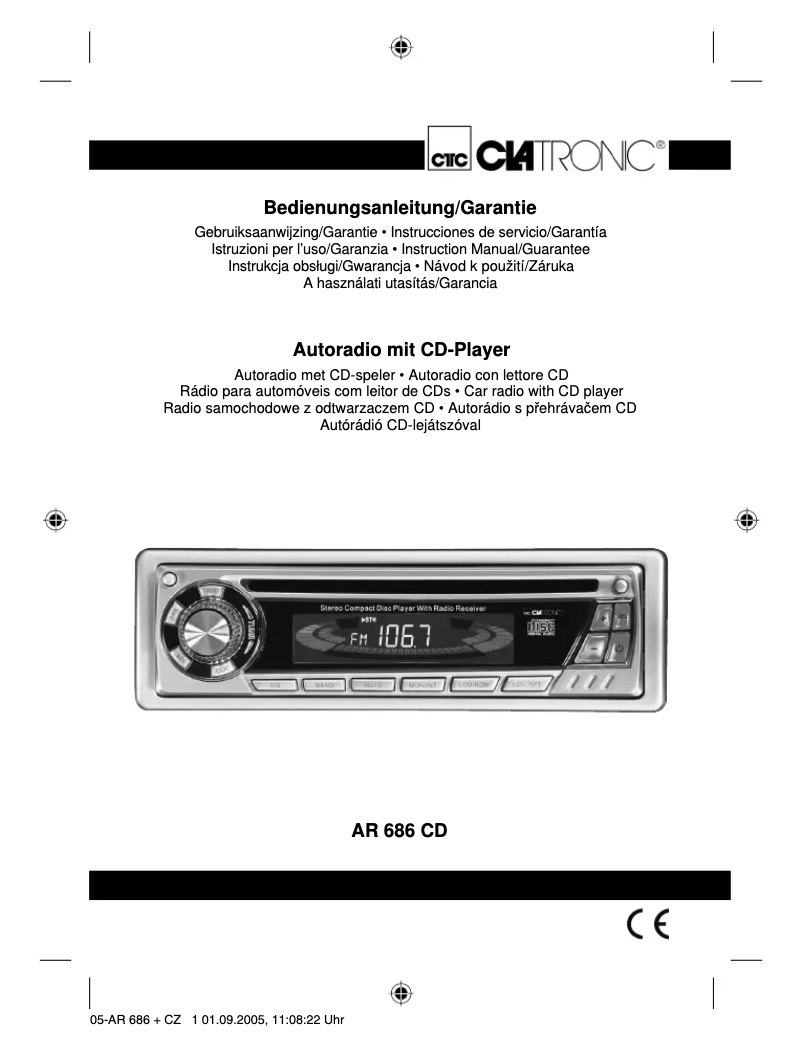 Page 1 de la notice Manuel utilisateur Clatronic AR 686