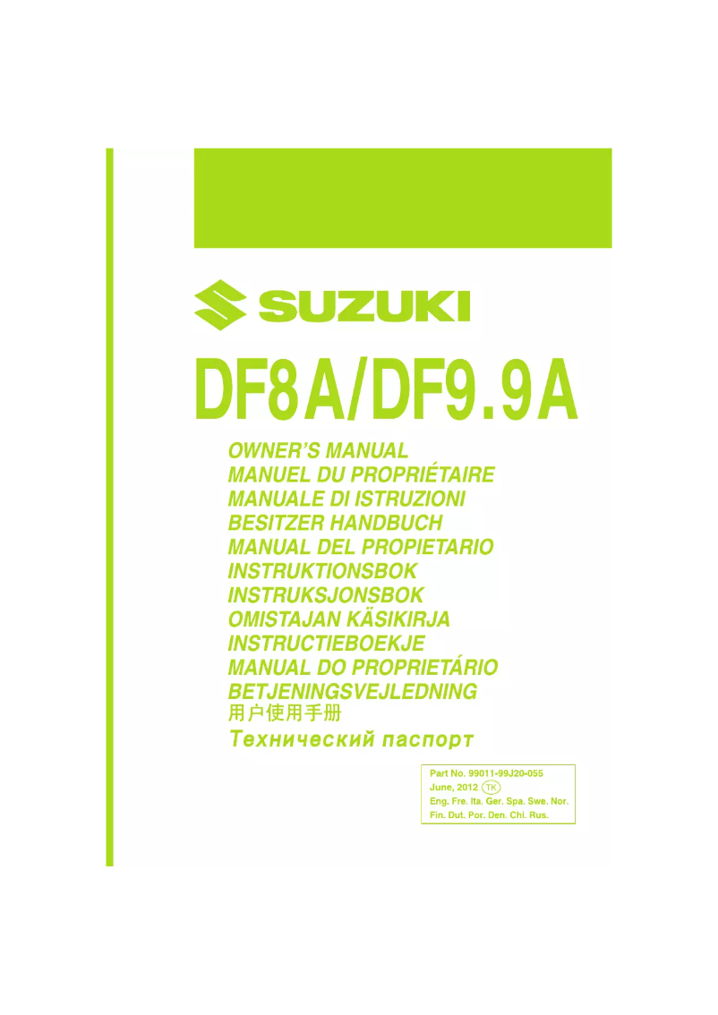 Page 1 de la notice Manuel utilisateur Suzuki DF9.9A