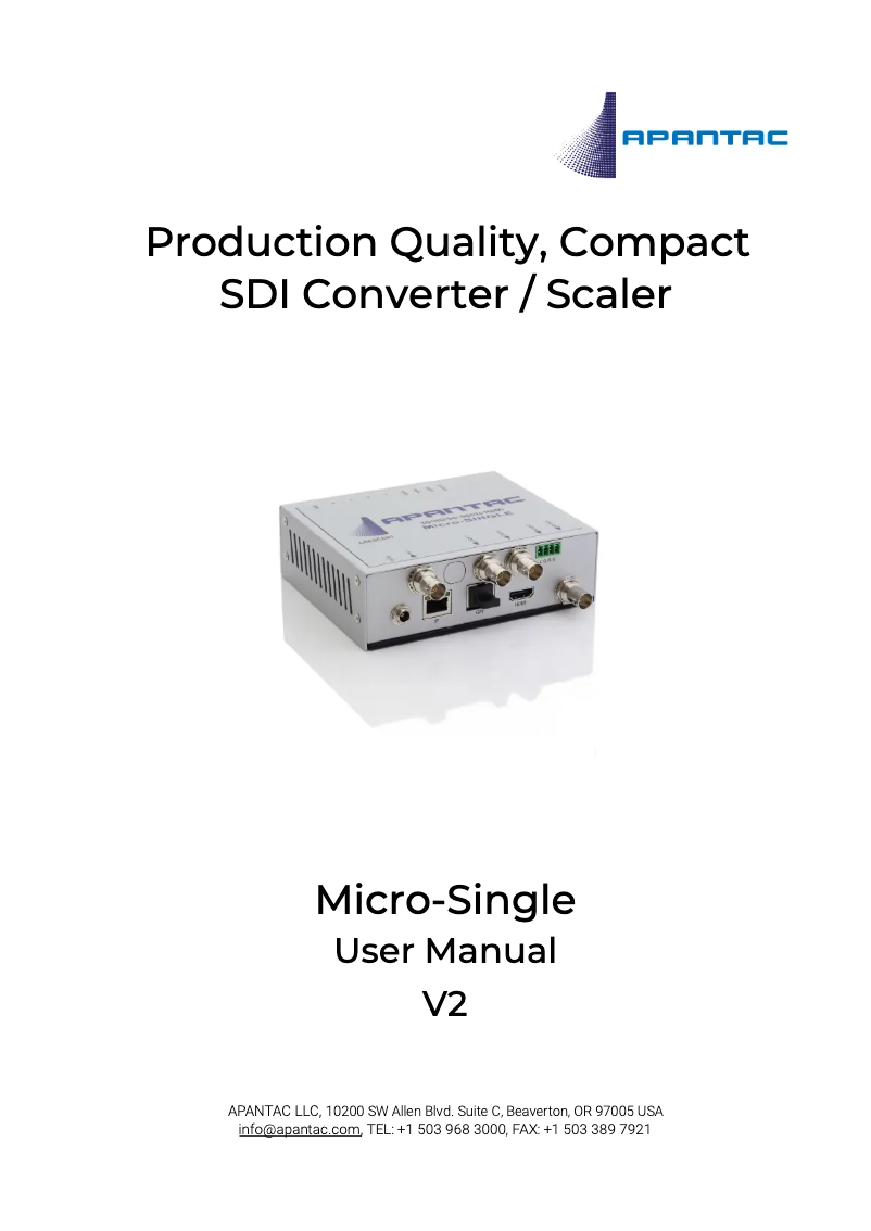 Image de la première page du manuel de l'appareil Micro-Single