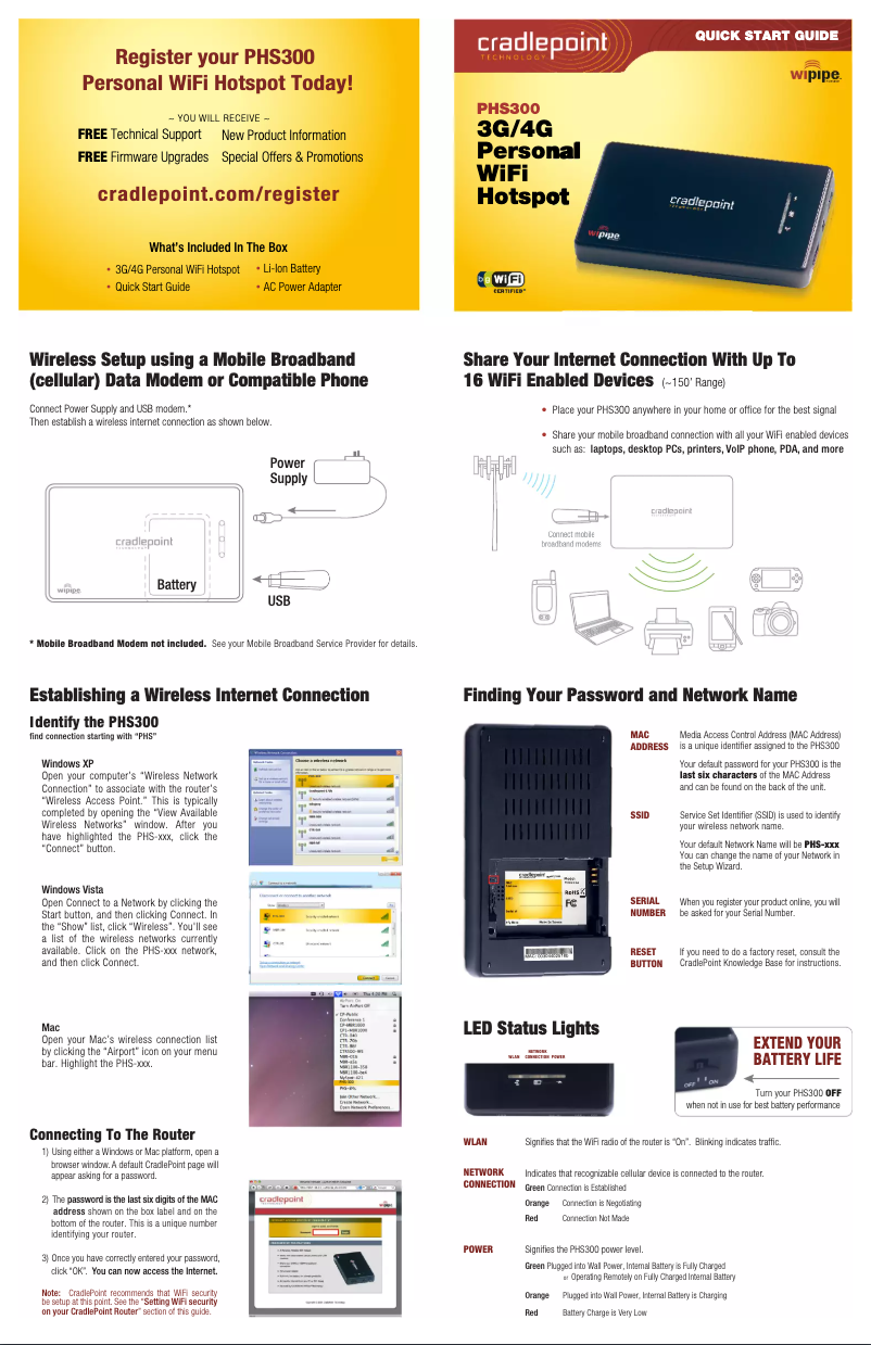 Page 1 de la notice Manuel utilisateur Cradlepoint PHS300
