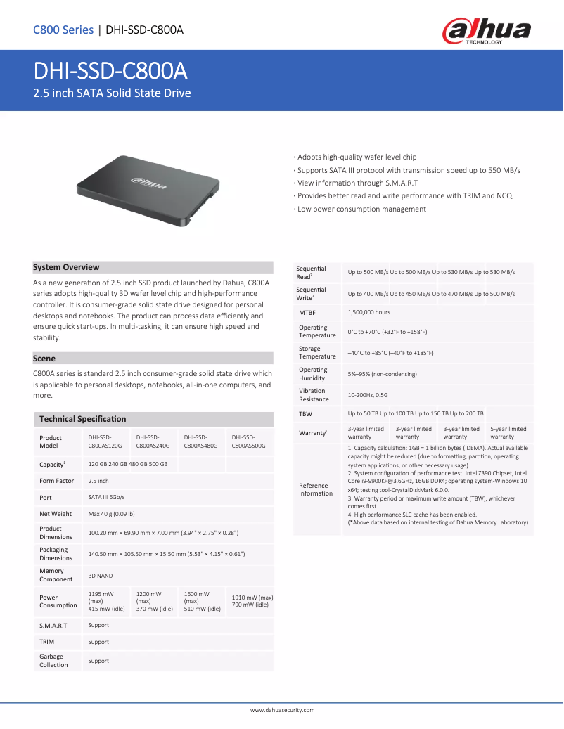 Page n°1 - Manuel utilisateur Dahua Technology SSD-C800AS960G