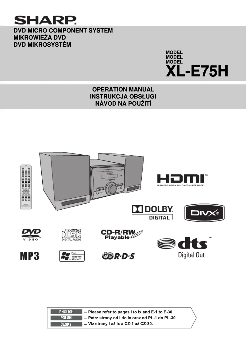 Page 1 de la notice Manuel utilisateur Sharp XL-E75H