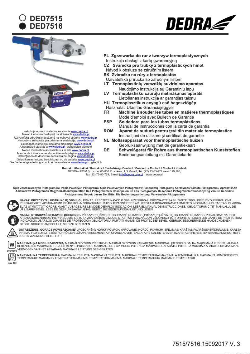 Page 1 de la notice Manuel utilisateur DEDRA DED7516