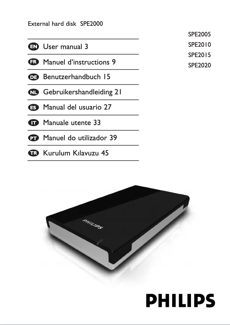 Page 1 de la notice Manuel utilisateur Philips SPE2015