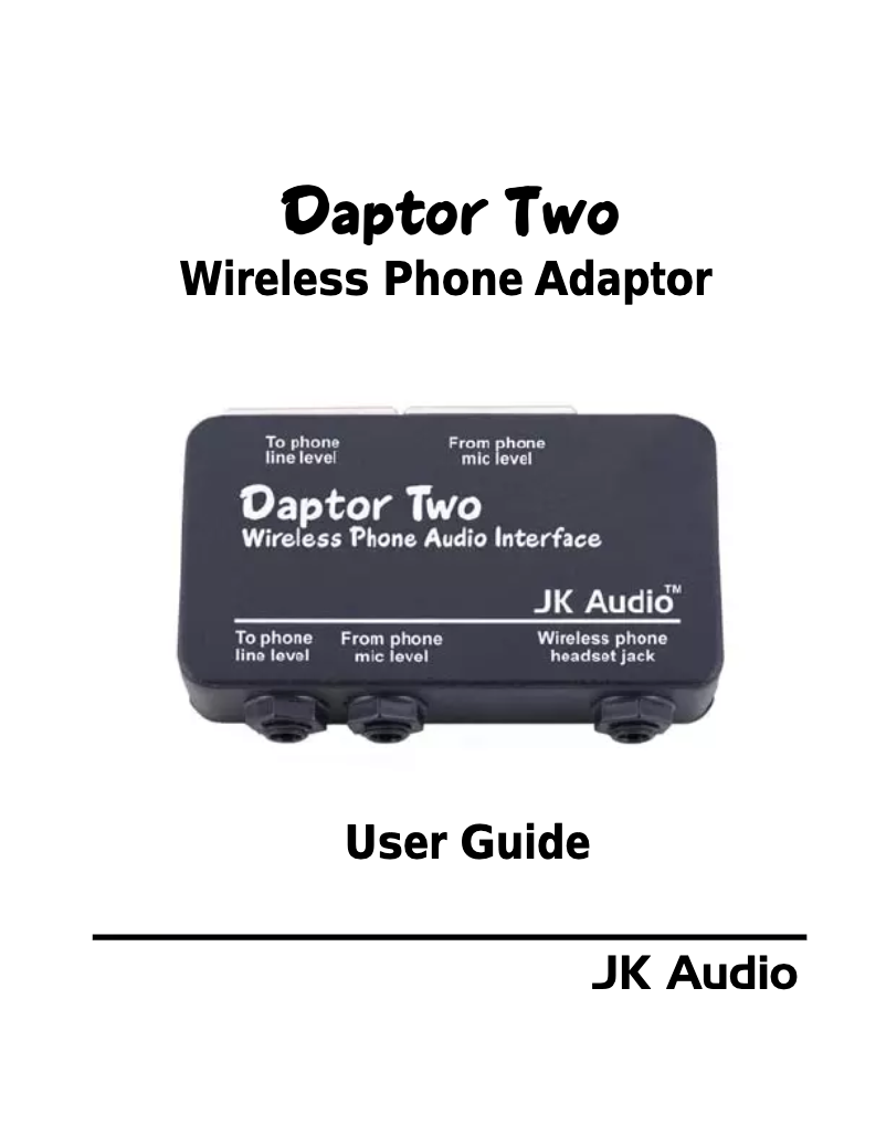 Page n°1 - Manuel utilisateur JK Audio Daptor Two