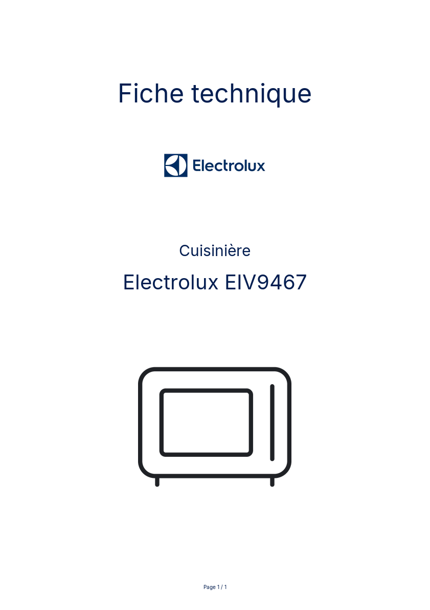 Page n°1 - Fiche technique Electrolux EIV9467